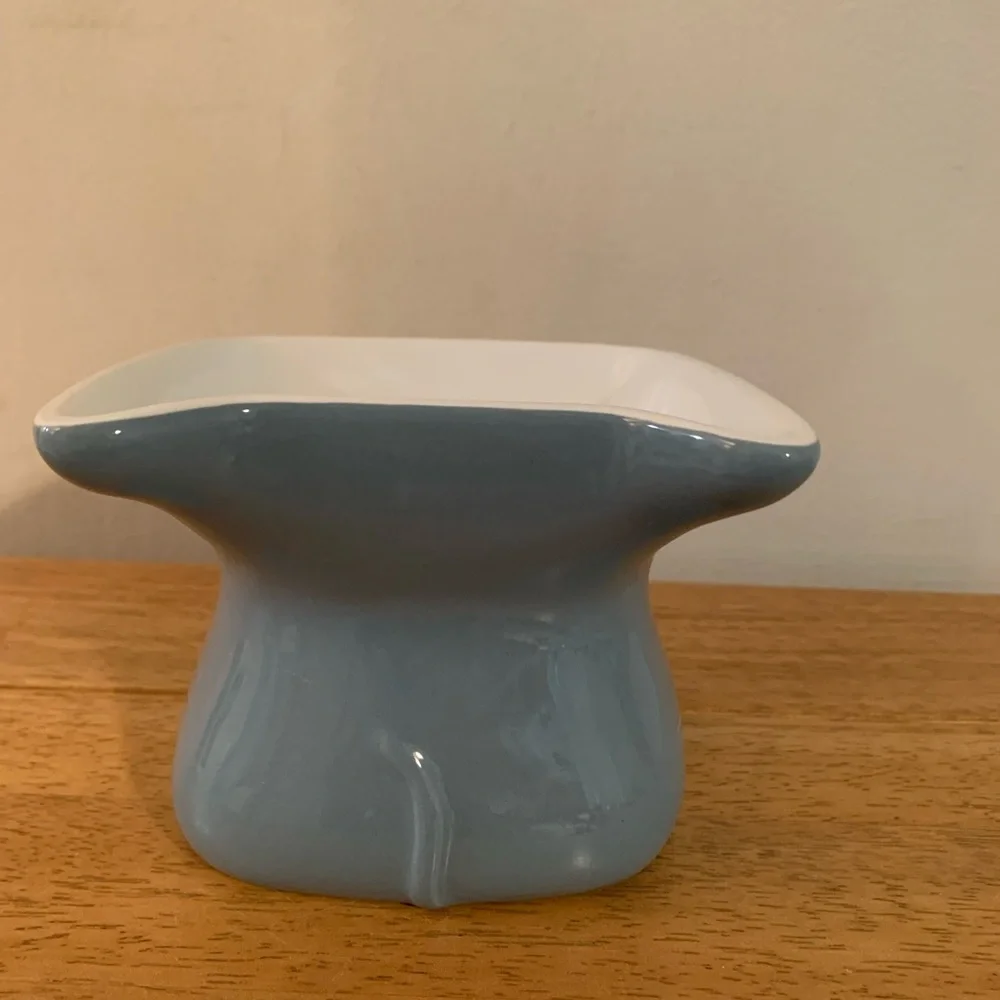 Whisker City Elevated Ceramic Cat Bowl Blue